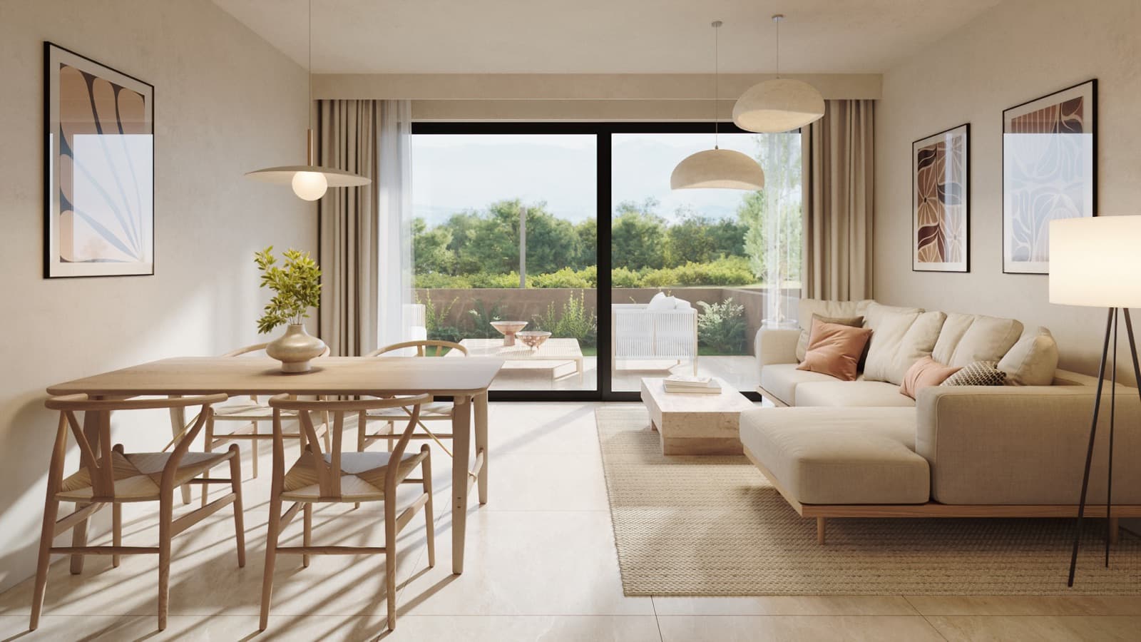 The River living room with sea view